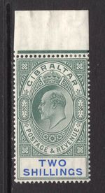 M10453 Gibraltar 1905 SG62 - 2/- green & blue