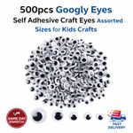 500pcs Googly Eyes Self Adhesive Craft Eyes Assorted Sizes for Kids Crafts