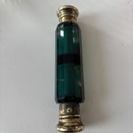 Vintage Antique Victorian Emerald Green Glass Double Ended Perfume Bottle brass