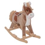 HOMCOM Kids Rocking Horse Wooden Plush Age 3+ Children Ride On Toy Rocker Baby