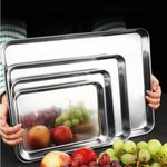 Stainless Steel Baking Tray Set Non-Stick Sheet Oven Bakeware Pans BBQ Plate UK