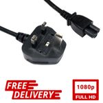 1m Long UK Plug to C5 Clover Leaf Power Cable Cloverleaf Mains Lead