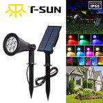 T-SUN Solar Powered LED Spotlight Waterproof Outdoor Garden Yard Spot Lights UK
