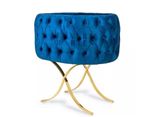 SALE - Royalty- A tufted velvet blue bassinet finished with gold steel frame