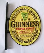 LARGE DOUBLE SIDED WALL MOUNTED CAST IRON GUINNESS SIGN HAND PAINTED PUB BAR