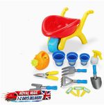 Kids Plastic Wheelbarrow Beach Bucket Play Toy Set Sandbox Summer Outdoor Garden