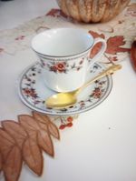 2 Tea Cups & Saucers Peach Red Orange Floral Fine China Sheffield Spring Summer