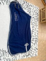 Olvossa show fleece Rug, Navy/Blue with silver and diamanté Trim, 5'9"