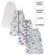 BABY SLEEPING BAG 1.5 TOG ORGANIC COTTON PREMIUM WEARABLE BLANKET 0,6,12,18,24M