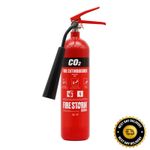 Firestorm 2kg CO2 Carbon Dioxide Fire Extinguisher With Horn, Wall Bracket, UKCA