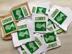 2nd CLASS STAMPS 100 UNFRANKED Standard Letter Barcoded Green ON Backing