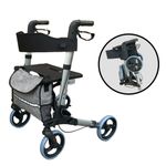 Rollator 4-Wheel Double-Fold Lightweight Transit Walker Seat Bag Cane Holder