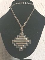 VINTAGE JORGEN JENSEN DANISH MODERN PEWTER PENDANT ON 28 INCHES NECKLACE No 92 
