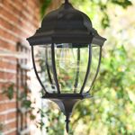 'Hampden' Victorian Black Chain Hanging Lantern Outside Light IP44 -Large