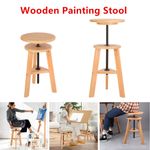 Adjustable Wooden Painting Stool Height Artist Drafting Stool Bar Kitchen Stool