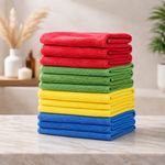SIX LINEN Microfibre Cleaning Cloths x12 Blue, Yellow, Green, Red 40x40cm 300GSM