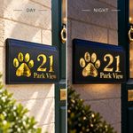 Personalised Paw Print Solar LED House Sign Door Number Street Name Plaque
