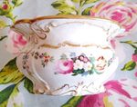 Antique Inkwell Handpainted Floral Blue Bows Ribbon Coalport Ridgway? Bone China
