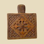 1950s Ethiopian Orthodox Wooden Cross Icon Hand Carved Religious Art