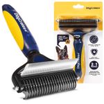 Professional 2in1 Dog Hair Fur Brush for Grooming, Deshedding, Dematting Tool