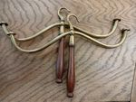 Vintage Wig Stand Brass Wood Antique Hook Hanger 