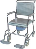 Aidapt Mobile Commode with Footrests -Padded Arms and Back -Locking Brakes VR166