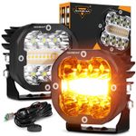 Auxbeam 3" LED Work Light Bar Pods Driving White DRL & Amber Turn Signal 6 Modes