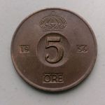 Sweden - 5 Ore Coin 1956 - Excellent Condition - Gustav VI Adolf