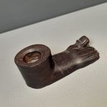 Vintage WOODEN FOOT Novelty Carved Candle Holder Ink Well ?
