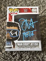 Main Event Jey Uso Autographed Funko Pop WWE 194 Yeet Inscription Fanatics COA