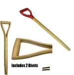 D HANDLE REPLACEMENT OR  POLY TOP WOOD SHAFT GARDEN SHOVEL FORK SPADE +2 RIVETS