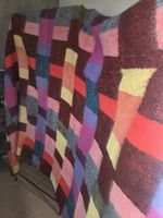 Stunning Large Rainbow Patchwork Blanket Throw Wool Farmhouse Hug Rug Bedding