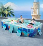 2.1-3M Foldable Swimming Pool Above Pool Adult Kiddie Pool Outdoor Rectangular 