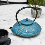 Light Blue 'Butterfly' Cast Iron Oriental Teapot