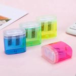 High Quality Dual Holes Pencil Sharpeners With Lid Plastic Pen Sharpener Handhel