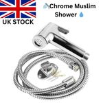 Chrome Muslim Shower Head & Hose Bidet Spray Tap - Hygienic Handheld Toilet Kit.