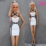 White Black Handmade Bandage Slim Dress For 11.5in. Doll Clothes Set Outfits 1/6