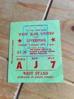 West Ham United vs Liverpool Programme January 3 1976