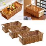 Imitation Rattan Baskets for Organizing Organizer Long Narrow Woven Baskets
