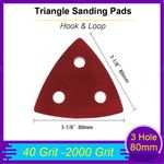 80mm 3 Hole Sanding Pads Hook & Loop Delta Triangle Sanding Sheets 40-2000 Grit
