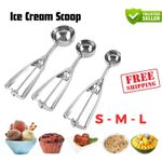 Ice Cream Scoop Scooper Mash Potato Cookie Dough Stainless Steel Spoons Portable