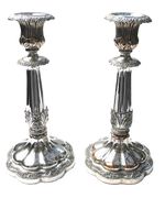 A good pair of antique Georgian Old Sheffield Plate Candlesticks C.early 19thC