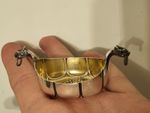 VIKING LONGBOAT SOLID SILVER SALT CELLAR - Marius Hammer 830 purity Norway. gilt
