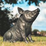 Rustic Pig Garden Sculpture - Outdoor Lawn, Patio & Flowerbed Décor