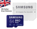 Samsung PRO Micro SD Card & Adapter 64GB U3 A2 Drone Camera DashCam Memory Card