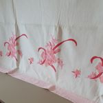 Beautiful Vintage French Embroidered Sheet Pink Floral Design. 220cm x 250cm.