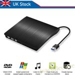 External DVD CD RW USB Drive Reader Disc Burner Windows 10 11 Laptop PC Portable