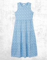 Womens J0ules Cotton Sleeveless Summer Jersey Midi Dress in Blue (Size 12)