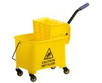 20L Mop Bucket with Wringer Metal Handle on Wheels for Floor Cleaning Yellow
