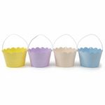 Kids Plastic Scalloped Edge  Easter Treat Bucket | Egg Hunt | Gift Basket